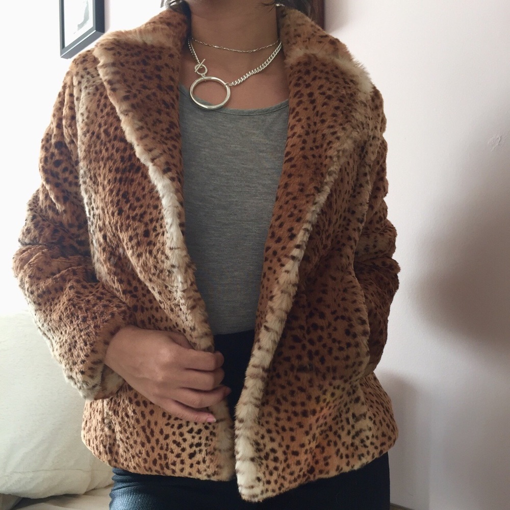Leopard print Theory 100% Spanish rabbit fur coat